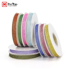 Colorful Shiny Glitter Ribbon10 mm in Width 25 Yards Per Roll Metallic Glitter Satin Ribbon Roll For Garment Gift Wrap