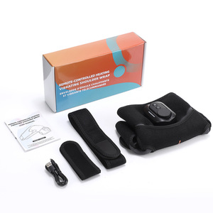 Wireless Remote <b>Heated</b> Shoulder Brace Vibration Massager Detachable Controller Knitted Fabric <b>USB</b> Rechargeable Pain Relief - Product Image 1