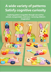 Personalizzato per bambini <span class=keywords><strong>Montessori</strong></span> Cartoon 3D fai da te Puzzle gioco da tavolo in legno educativi di corrispondenza giocattoli di apprendimento per bambini ragazzi ragazze - Product Image 5