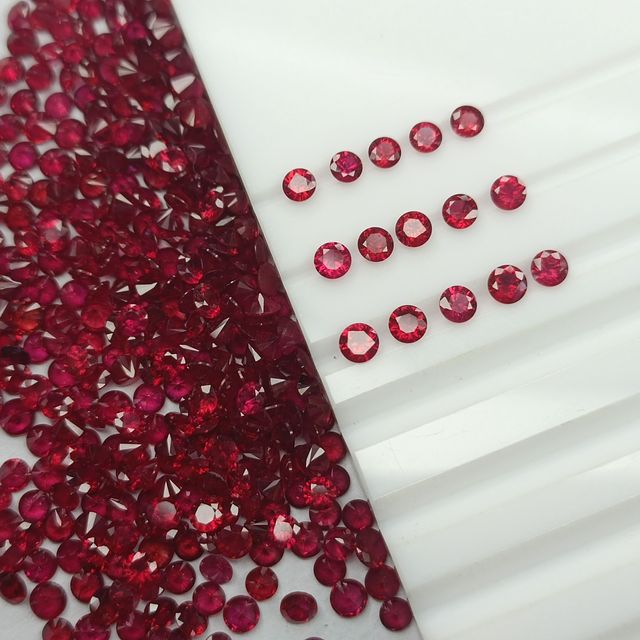 Natural Burma Ruby Loose Stone Price Per Carat Round Cut 0.7 mm - 3.0 mm Ruby for Jewelry Making