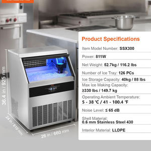 Máquina de Hielo Comercial Integrada Bajo Mostrador con Motor y Generador, Capacidad de 15kg/20kg para Cafeterías y Tiendas de Té con Leche - Product Image 5