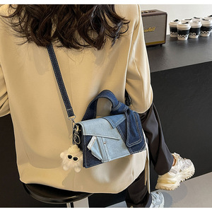 Women's Designer Denim One-Shoulder Crossbody Phone Bag Simple Summer Trendy Splicing Small <b>Square</b> Handbag Ladies Tanjing - Product Image 4