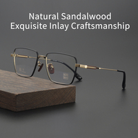 Gafas de Lectura Clásicas Hechas a Mano con Montura Cuadrada de Madera de Sándalo, Diseño Geométrico Retro Unisex de Lujo