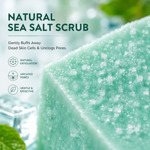Jabón Corporal Refrescante Deportivo con Aceite Esencial de Menta y Árbol de Té para Hombres, Jabón en Barra Exfoliante de Sal Marina Antibacterial de Limpieza Profunda - Product Image 4