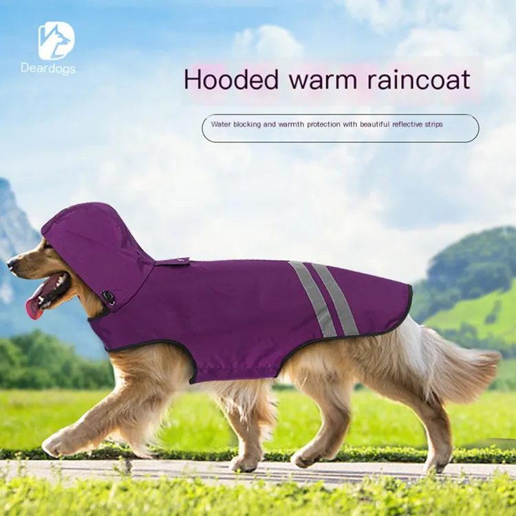 High Quality Nylon Mesh Colorful Customizable Pet Dog Raincoat Clothes Waterproof Dog Jacket Hooded Rain Jacket for Dogs