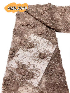 Высококачественное кружево шантильи с 3D-цветами, вышивкой бисером и пайетками на тюлевой сетке, оптовая цена, для свадебных и праздничных платьев - Product Image 2