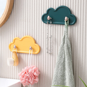 Cloud Shaped Double Hook Wall Mount Self Adhesive No Drilling Required Bathroom Key Holder Multi Color Options - Product Image 4