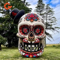 Crâne gonflable coloré pour décoration d'Halloween, décoration de jardin extérieur, crâne géant gonflable pour la décoration de la cour