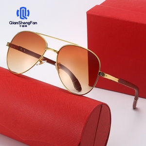 Nouvelles lunettes de soleil à monture en bois, style européen et américain, double pont, pour conduite, protection UV400 - Product Image 2