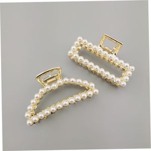 Pince à cheveux rétro sirène de 7,5 cm, style coréen, avec perles, grande pince requin pour coiffure élégante - Product Image 4