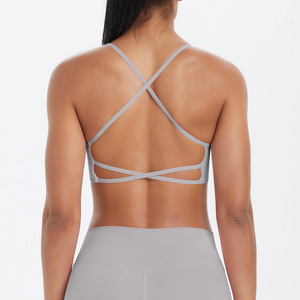 Women Thin Strap Criss Cross Back Yoga Bra Low Support Shockproof Sports Bra with Padded Running Gym Workout Activewear - Product Image 6