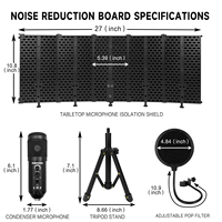 Écran d'isolation pour microphone USB de studio avec filtre anti-pop et support trépied métallique pour PC, ordinateur portable, téléphone, pour l'enregistrement et le chant