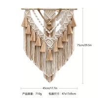 Tapisserie murale en macramé bohème artisanale avec options de suspension polyvalentes pour oreiller, horloge ou bougie, 18x30 pouces, vert