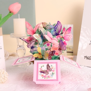 Microstar 3D Pop Up Card Butterfly Flower Box Greeting Card For Birthday Wedding - Product Image 4