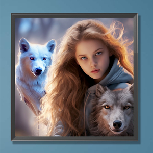 Custom DIY 30*30cm <strong>Wolf</strong> Girl Home Decor Diamond Painting Full Round 5D Acrylic Drill <strong>Portrait</strong> Diamond Painting for Gifts - Product Image 2