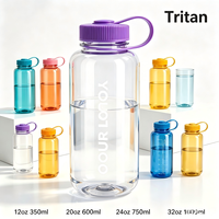 Bouteille d'eau en plastique Tritan personnalisée avec logo, pour le cyclisme et les activités de plein air, faible MOQ, plusieurs tailles, sans BPA, avec poignée