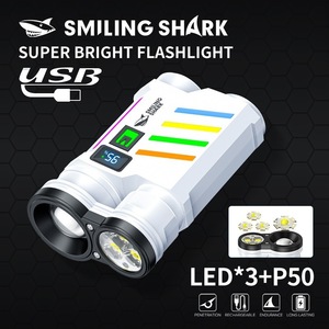 Smiling Shark <b>Flashlight</b> <b>Rechargeable</b> Led White Light Outdoor Use With Dimmer - Product Image 2