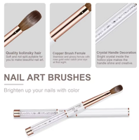 Pinceau à ongles en poils de Kolinsky pour la beauté des ongles, pinceau à strass, pinceau à rayures fines pour le dessin, vente en gros pour les professionnels