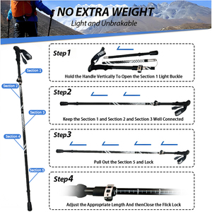 <span class=keywords><strong>Bastones</strong></span> de <span class=keywords><strong>Trekking</strong></span> Ligeros de Aluminio que Ofrecen un Soporte Fuerte para Senderismo, Campamento y Caminatas Diarias - Product Image 2