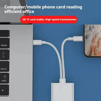 Adaptador OTG 2 en 1 de 8 pines tipo C Hub, tarjeta de memoria Sd TF para teléfono móvil, tarjeta de lectura Otg de alta velocidad multi en uno