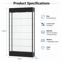 Direkt vom Hersteller: Aluminium-Rahmen Vitrine mit Gehärtetem Glas und LED-Beleuchtung, Abschließbare Ausstellungsvitrine für Juweliergeschäfte