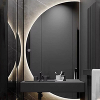 Espejo de Maquillaje Inteligente con Forma de Semicírculo, Espejo de Baño Inteligente con Pantalla Táctil para Hotel