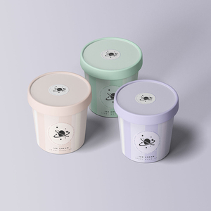 Cấp thực phẩm tùy chỉnh <span class=keywords><strong>in</strong></span> 4/8/12/16 oz kem dùng một lần giấy Gelato ly/container với nắp và muỗng - Product Image 3