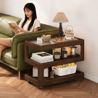 Table basse en bois à roulettes Rosegia moderne OEM/ODM - Étagère de rangement multifonction durable, légère et facile à assembler
