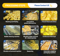 Volledig automatische industriële productielijn voor diepvriesfrieten van 1000 kg/uur, SUS304 commerciële machine voor aardappelchips en cassave-stokjes
