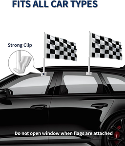 2 шт. гоночных флагов для автомобиля 30x45 см, двусторонние, устойчивые к разрывам, с клипсой, утолщенным древком, черно-белые - Product Image 6