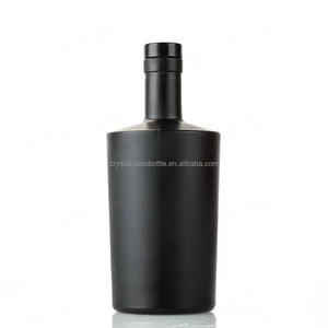 Bouteille à liqueur en verre noir mat avec logo personnalisé, bouteille à whisky noire givrée vide pour l'emballage de la vodka, du gin, <span class=keywords><strong>des</strong></span> <span class=keywords><strong>spiritueux</strong></span> et du vin - Product Image 3