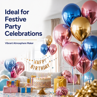 Ballon métallique chromé brillant en latex épais de 12 pouces pour décoration de fête, couleurs rouge, argent, bleu, vert, violet, or, pour anniversaire