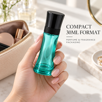 Botol Parfum Kaca Warna-warni 30ml Model Slim Waist Grosir, Botol Semprot Parfum Mini Kosong dengan Tutup Hitam
