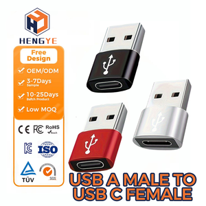 Adaptateur convertisseur OTG pour téléphone USB A mâle vers Type C femelle en alliage d'aluminium avec logo personnalisé, transfert de données 480 Mbps - Product Image 1