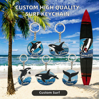 Porte-clés de surf personnalisés de haute qualité, thème plage et planche de surf, cocotiers, impression UV, alliage de zinc