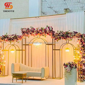 SMOOTH S wave Wedding golden Stainless <b>backdrop</b> arched stand wedding event Frame Screen - Product Image 4