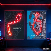 Enseigne néon LED personnalisée Circuit de Monaco pour la décoration de garage ou de bar