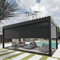 YOUYA Pergolar solaire personnalisé Pergola en verre Bioclimatica Alluminio Pergola motorisée étanche à la pluie pour piscine/jardin avec système photovoltaïque