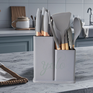 15 accesorios Natural excelente caliente Kit utensilios de cocina silicona cuchara para hornear herramientas utensilios de cocina de madera con soporte - Product Image 3