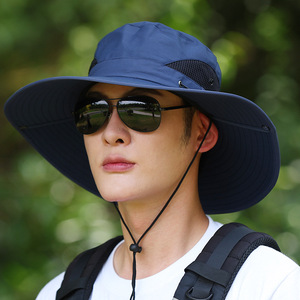 Fisherman's Hat Men's Sun Hat Wide Brim Breathable Quick Dry Summer Outdoor Fishing Hat Adult Unisex Navy Blue - Product Image 1