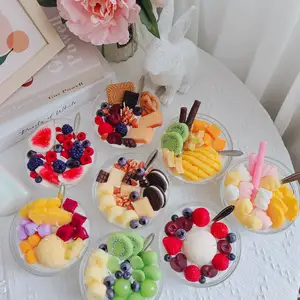 Cool Fruit Yoghurt Ijs 3 Wicks Schattige Ontbijtgranen Kaarsen Ontbijtgranen Kom Geurkaars Met Lepel Voor Vriendencadeaus