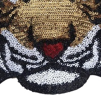 Offre Spéciale – Écussons Brodés 3D en PU Appliqué avec Paillettes, Motif Tigre, Thermocollants, 24*21cm, Taille Personnalisable