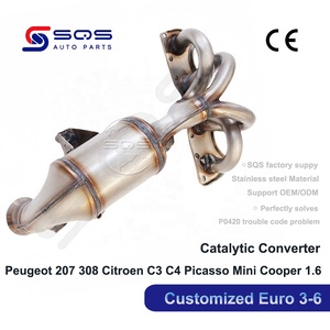 Convertisseur catalytique céramique de haute qualité SQS OEM/ODM pour Peugeot 207 308 Citroën C3 C4 Picasso <span class=keywords><strong>Mini</strong></span> <span class=keywords><strong>Cooper</strong></span> 1.6 avec certification CE - Product Image 1