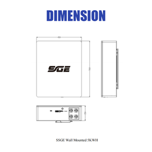 SSGE 5KWH 51.2V Solar Lithium Battery Home <b>Energy</b> <b>Storage</b> <b>System</b> Wall-Mounted CAN/RS485 Off-Grid Renewable - Product Image 4