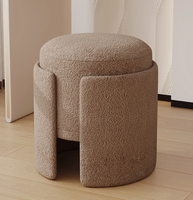 Tabouret de maquillage familial en velours rouge, petit, de luxe léger et contemporain, avec base en filet, pour chambre, appartement, villa, coiffeuse
