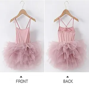 Toddler Girls Ballet Skirted Leotards Strap Tutu Dress Party Costumes For Dance 18Months To 7year Sling Sleeveless Puff Dress