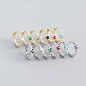 定制诞生石实验室为大学打造钻石纯银扭戒指14k镀铑女性珠宝结婚戒指