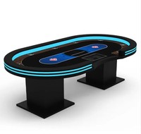 Table de poker professionnelle de 96 pouces pour 10 joueurs, table de poker carrée de casino Texas Hold'em avec éclairage LED et position du croupier