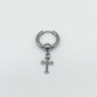 Boucles d'oreilles pendantes unisexes en acier inoxydable, styles variés, avec breloques croix, hexagramme et triangle, style punk, vente en gros