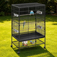 Grande cage à oiseaux en fer forgé avec support, double porte, roulettes et plateau amovible pour calopsites, conures et perruches